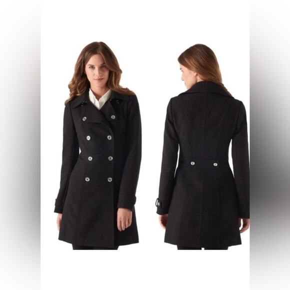 WHBM: Double Breasted Luxurious Military Coat size S classic elegant black - Picture 1 of 8